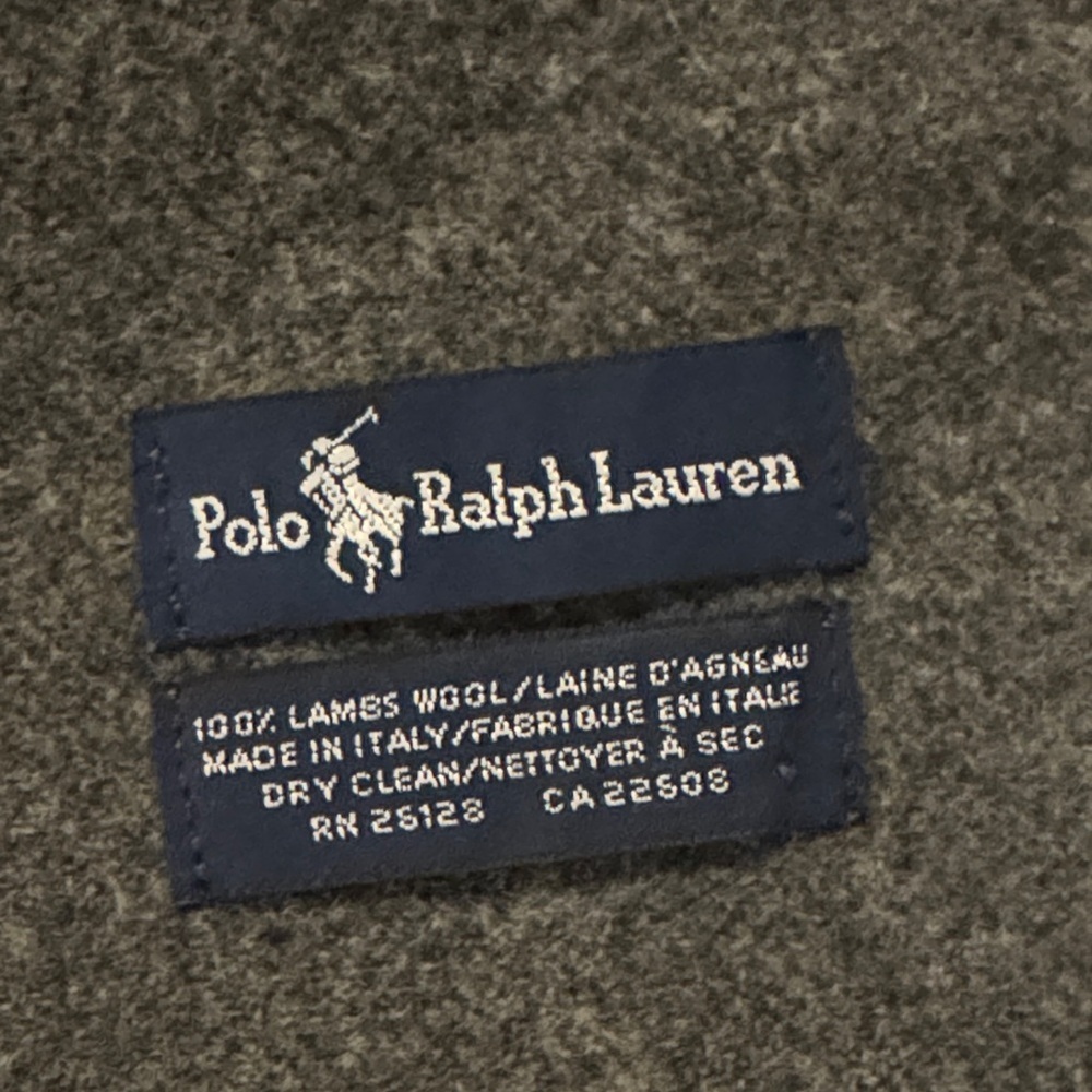 Polo by Ralph Lauren 100% Wool Dark Gray Scarf with Fringe - Picture 2 of 5